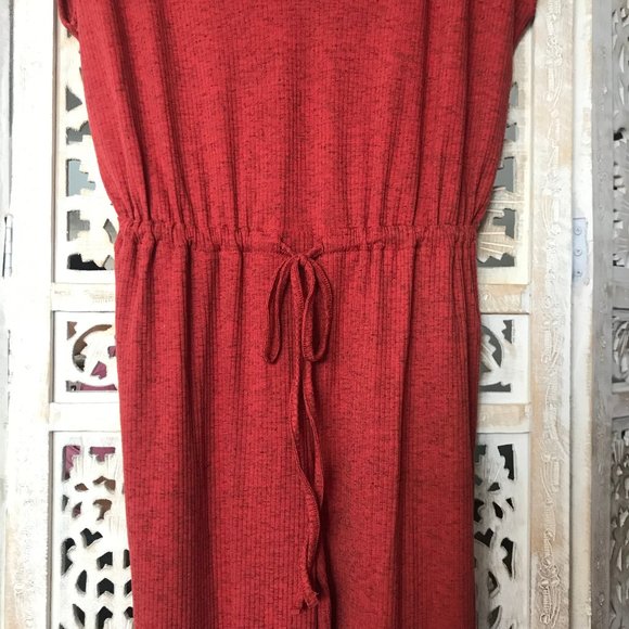 NWT ASOS Red Knit Deep V Neck Tie Waist Jumpsuit 10 - Picture 8 of 13